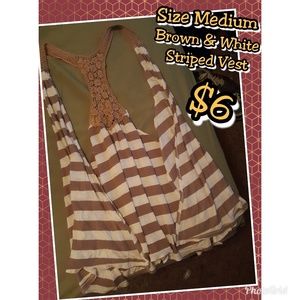 Light Brown and White Crochet Vest